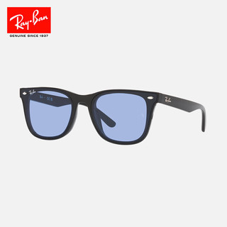 雷朋（RayBan）时尚方形太阳镜大框显脸小防晒墨镜0RB4391D  601/80黑色镜框蓝色镜片