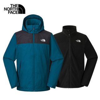 THE NORTH FACE 北面 24秋冬北面三合一冲锋衣男款户外防风防水抓绒内胆冲锋衣三合一 蓝色+ M