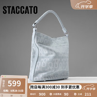 STACCATO 思加图 2024春季水桶包托特包小方包手提包单肩斜挎包优雅X3162AX4 海水蓝 F