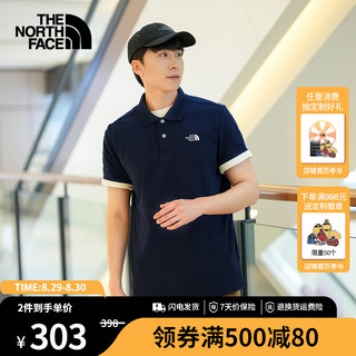 THE NORTH FACE 北面 POLO衫男短袖T恤休闲半袖舒适透气24春夏上新|87UX 8K2/蓝色 L/175