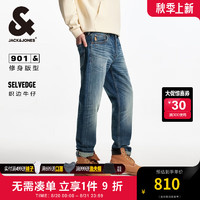 杰克·琼斯（JACK&JONES）秋季修身猫须水洗磨白时尚潮流百搭个性牛仔裤长裤224332023 中牛仔蓝E39 常规 中牛仔蓝 175/82A/MRW