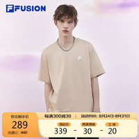 FILA 斐乐 FUSION斐乐潮牌情侣款针织短袖衫2024夏时尚休闲纯棉T恤