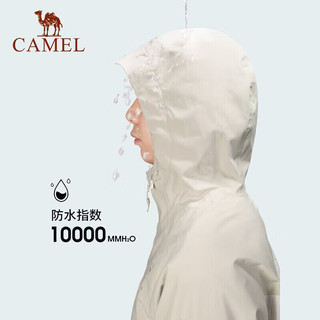 骆驼（CAMEL）骆驼户外山系冲锋衣男女单层春季露营外套防风服ATR085白/黑男S 暖白/黑男