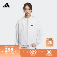 adidas城野共生UPF50+宽松梭织连帽外套防晒衣女装阿迪达斯轻运动 符点灰/黑色 M