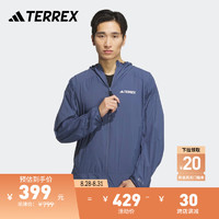 adidas抗风透湿疏水UPF50+户外皮肤衣防晒衣男阿迪达斯TERREX 灰蓝 3XL