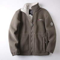 出口挪威！功能性户外防寒！有大码！秋冬保暖摇粒绒抓绒衣外套潮 卡其色 3XL【220-240斤】