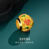 六福珠宝 黄金转运珠花丝足金珐琅吊坠不含链