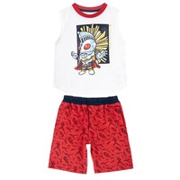 千趣会 SENSHUKAI童装奥特曼男童套装夏季纯棉上下儿童套装夏装奥特曼衣服 白色&红色 110cm