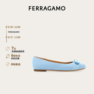 Salvatore Ferragamo 菲拉格慕 Ferragamo）女士淡蓝色Varina芭蕾舞平底鞋 0775747_1D _ 70/37.5码