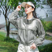 拓路者（Pioneer Camp）upf50+防泼水透气轻薄皮肤衣防晒衣女夏季户外防晒服防紫外线 浅灰色 XL