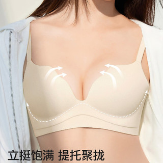 PEANOJEAN内衣女小胸聚拢舒适无钢圈收副乳防下垂无痕美背性感文胸夏W8861 红色 L