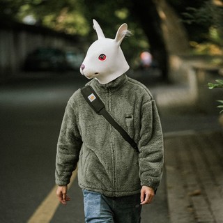 百亿补贴：RABBIT HOUSE 冬季复古山系贴标双面北极绒立领棉服男休闲加厚外套