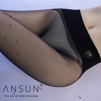 安幸绫感®「星月」3D小圆点无缝裆波点超薄性感黑丝丝袜连裤袜女