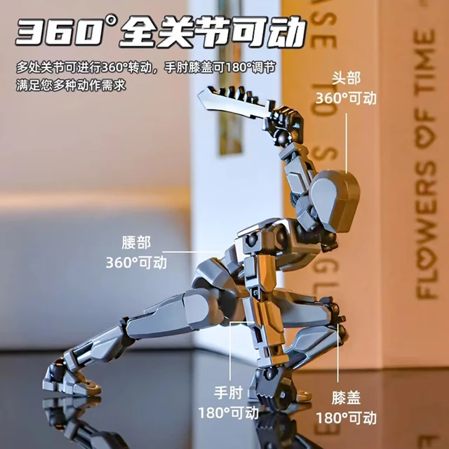 塔西袋熊多关节可动人偶3D打印人偶玩具小机器人手办模型拼装男孩六一 【灰黑色】+3套手型+4武器