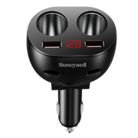 Honeywell 超级快充7A大电流车充一拖二双USB点烟器300W