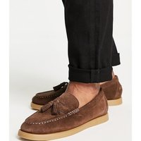 asos 香港直邮潮奢 ASOS 男士设计棕色绒面革对比色鞋跟船鞋真皮