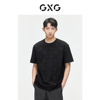 GXG 男装2024年夏季新品双色满印圆领短袖t恤男 黑色 175/L