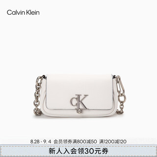 卡尔文·克莱恩 Calvin Klein 时尚单肩包礼物链条包包金属字母旋扣翻盖CK女包斜挎马鞍包DH3240