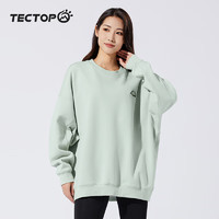 TECTOP 探拓 卫衣女户外百搭春秋款休闲运动上衣宽松外套女 湖茶绿 2XL