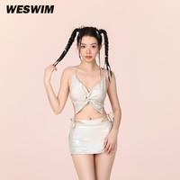 Weswim/薇斯慕 WESWIM比基尼泳衣女露背性感低胸新款分体挂脖小胸聚拢镂空系带