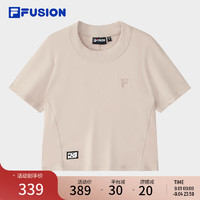 FILA 斐乐 FUSION斐乐潮牌欧阳娜娜同款女子短袖2024秋新款时尚休闲紧身T恤 春荞色-BG 165/84A/M