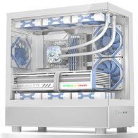 金河田RTX27海景房电竞水冷无立柱玻璃侧透台式机箱黑白M-ATX机箱