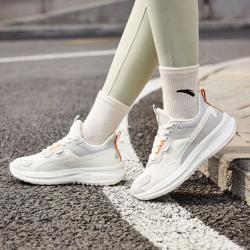 anta安踏革面跑步鞋女夏季减震软底舒适休闲运动鞋皮面百搭跑鞋健步