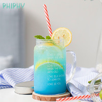 PHIPHY 非非玻璃杯带盖公鸡杯带把水杯套装家用梅森杯创意杯子情侣吸管杯 小号