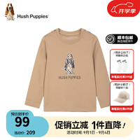 暇步士（Hush Puppies）童装儿童男女大小童春秋时尚柔软舒适经典休闲长袖衬衫 燕麦卡其 E款偏薄款 130cm