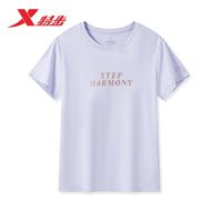 百亿补贴：XTEP 特步 韵动乐章短袖女24夏季新款透气吸汗针织衫短T百搭T恤