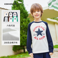 Converse匡威童装男童长袖t恤春秋女童秋装上衣纯棉T恤 藏青蓝 130/64（7）