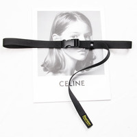 祥世恒吉 2cm细窄款塑料卡扣帆布腰带女 装饰裙工装裤风衣尼龙插扣男 黑色 110cm