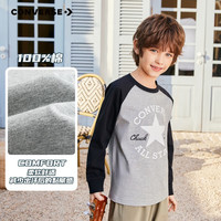 Converse匡威童装男童长袖t恤春秋女童秋装上衣纯棉T恤 岩岭灰 160/80（XL）