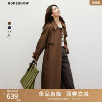 红袖宽松大气长风衣秋季2024女装复式插肩袖开叉翻领气质显瘦外套 深咖042 L