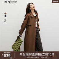 红袖宽松大气长风衣秋季2024女装复式插肩袖开叉翻领气质显瘦外套 深咖042 M