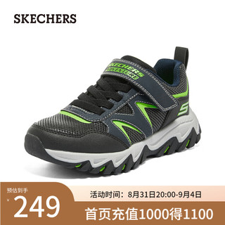 斯凯奇（Skechers）岚霖系列时尚魔术贴男童中大童透气406390L 海军蓝色/柠檬色/NVLM 28.5码