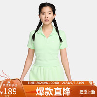 NIKE 耐克 运动T恤女子翻领ESSENTIAL短袖春夏DV7885-376绿XL