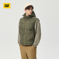 CAT 卡特24秋男户外休闲防风防水防污三防羽绒马甲外套 墨绿色 L