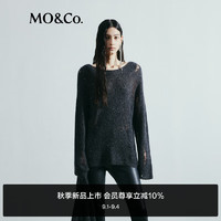 MO&Co.NOIR系列2024秋银丝绒面漏针针织衫MBD3SWT034摩安珂 炭黑色 L/170