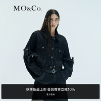 MO&Co.×coperni联名2024秋新品拼袖牛仔夹克MBD3JKT020摩安珂 牛仔黑色