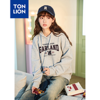 唐狮(TonLion)2024早秋连帽卫衣女字母印花潮流时尚落肩卫衣简约学院风dx 灰 S