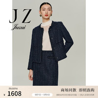 玖姿（JUZUI）优雅香风气质口袋外套女2024秋季JWDQ40516 格黑 XL