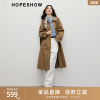 红袖英伦风长风衣秋季2024女装系带插肩翻领高级通勤休闲宽松外套 蜂蜜茶色039 XS