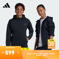 adidas ZNE「真治愈」系列休闲连帽夹克外套男大童阿迪达斯轻运动 黑色 128CM