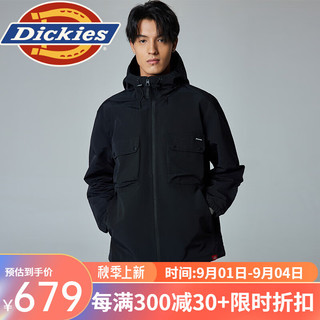 dickies秋冬大容量口袋连帽宽松外套 户外风格夹克男女 DK0A87EF 黑色 M