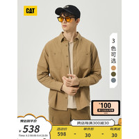 卡特彼勒CAT卡特24秋男士美式复古工装风两贴袋长袖衬衫外套商场 浅卡其 XL