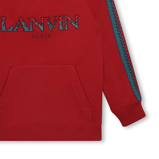 浪凡（LANVIN）2024秋季儿童连帽套头刺绣LOGO卫衣运动休闲外套 砖红色 06A