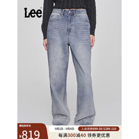 Lee商场同款24早秋新品428舒适高腰直脚浅蓝女牛仔裤LWB100428101 浅蓝色