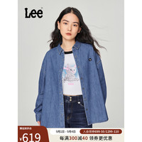 Lee24早秋舒适版中蓝色女长袖牛仔衬衫LWT0095676DE 中蓝色 XS