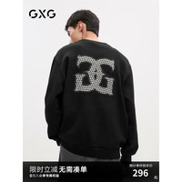 GXG男装 黑色后背图案简约时尚宽松圆领卫衣男上衣 24年秋季 黑色 175/L